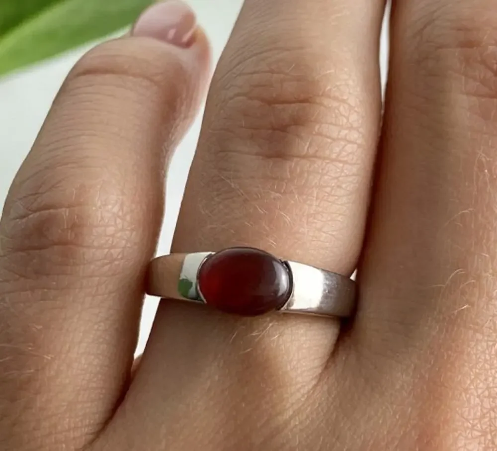 Vintage 925 Sterling Silver Agate Ring Size 7.25